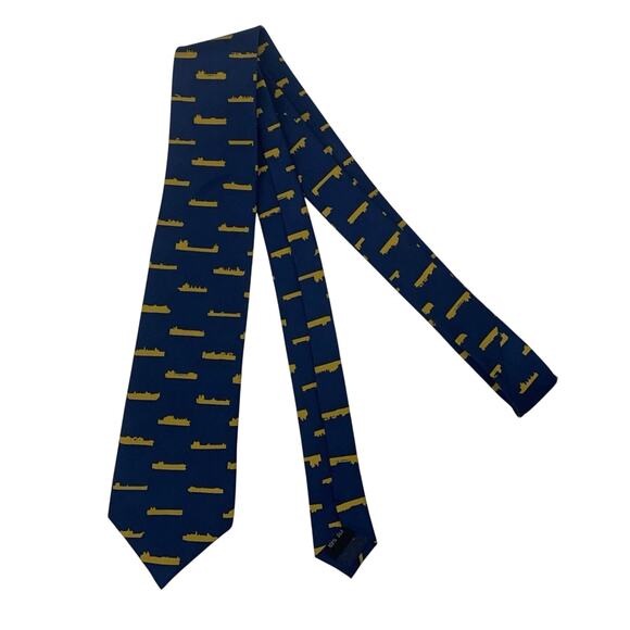 General Dynamics Ship Tie Navy Blue 100% Silk Necktie by Nassco 60”x3.25”